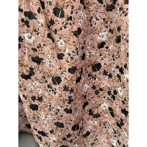 American Eagle Top Womens Small Pink Floral Cold‎ Shoulder Blouse Boho Sheer - Picture 5 of 7